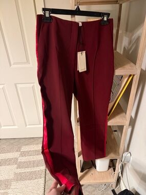 cinq à sept | Burgundy Pants with Red Trim